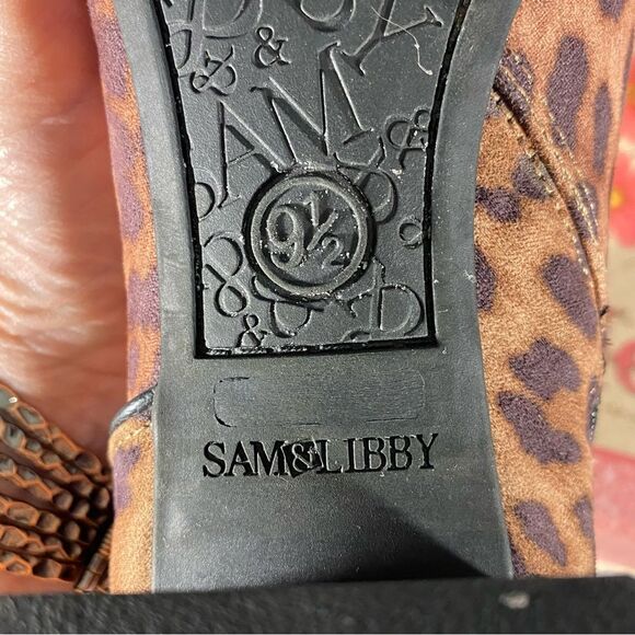 Sam and Libby Animal Print Booties Women's Size 9.5 Chunky Heel - Picture 7 of 7